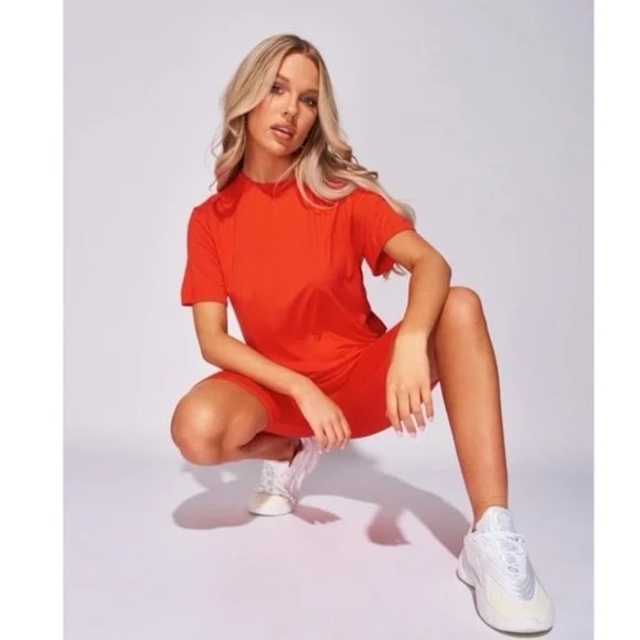 Orange Short Sleeve Top T-Shirt and Biker Shorts Two Piece Set - Picture 7 of 10